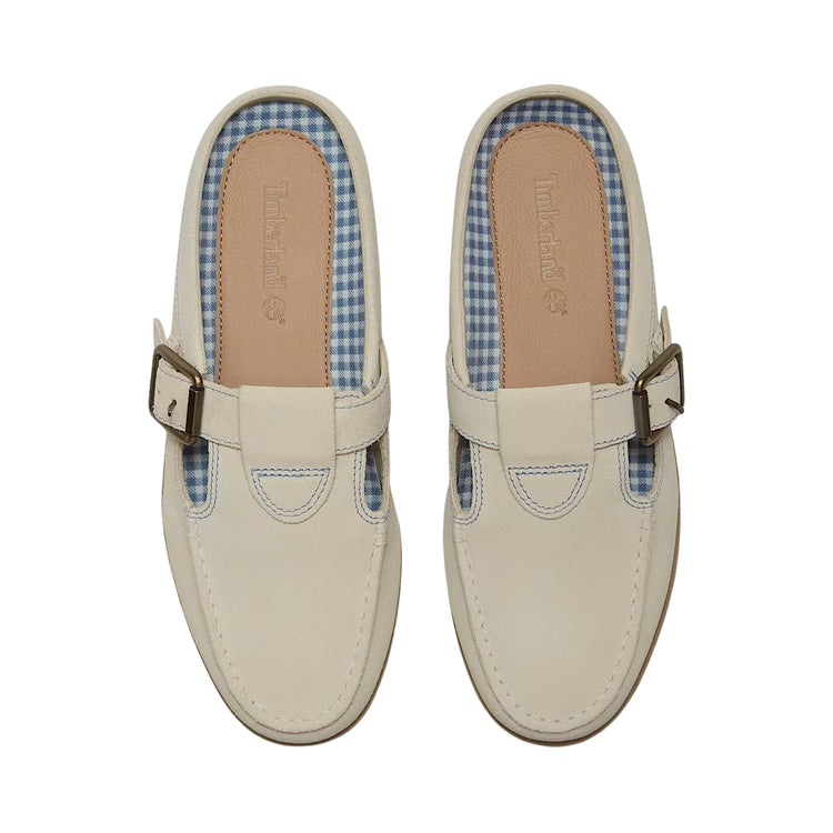 Mocassini da barca di pelle da donna in beige chiaro