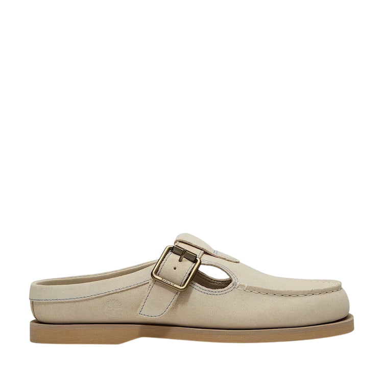 Mocassini da barca di pelle da donna in beige chiaro