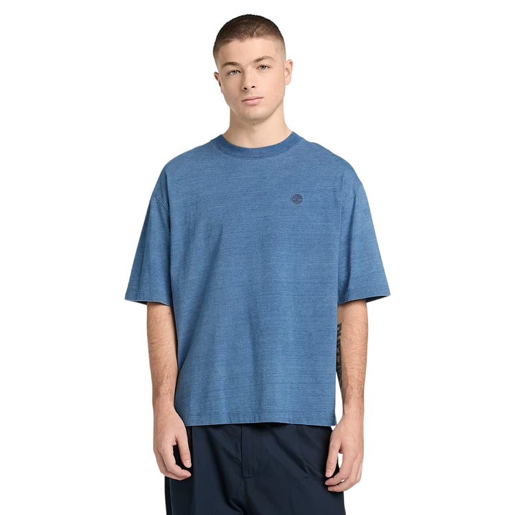 T-shirt Indigo da uomo in blu chiaro con logo ricamato