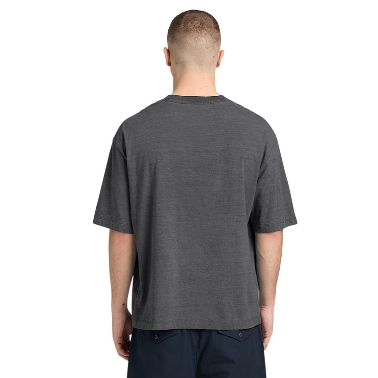 T-shirt da uomo con logo ricamato in grigio scuro