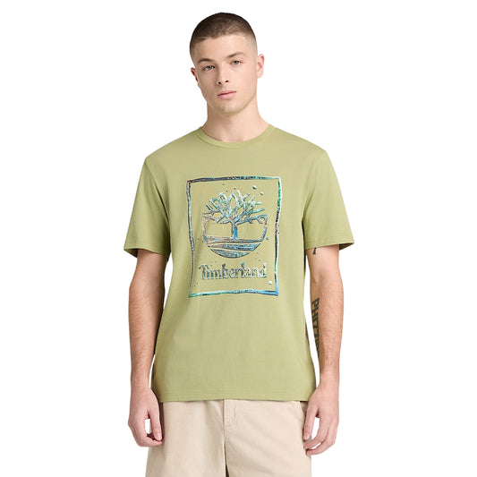 T-shirt da Uomo verde chiaro con logo centrale