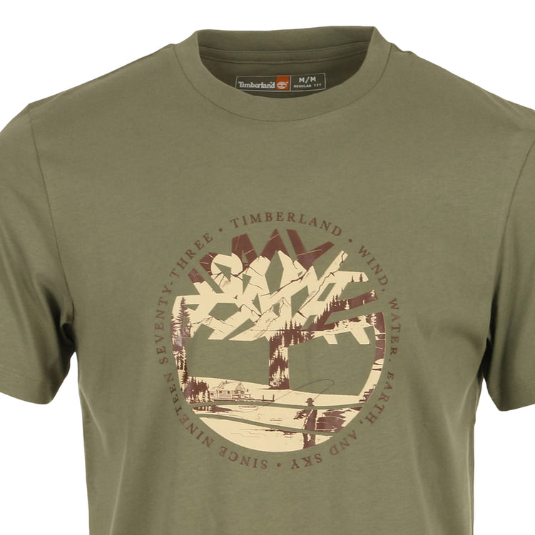 T-shirt Uomo Verde con stampa grafica dettaglio