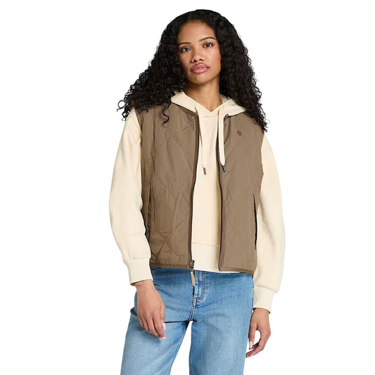 Gilet Donna in pile double face Beige modella frontale