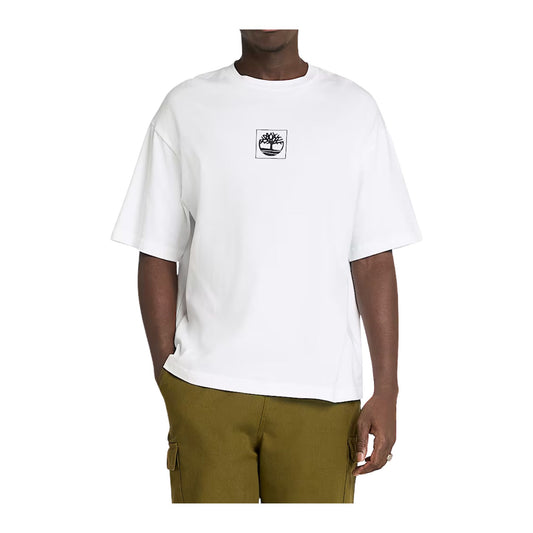 T-shirt Unisex Building Block Bianca, con maxi stampa e logo sul petto