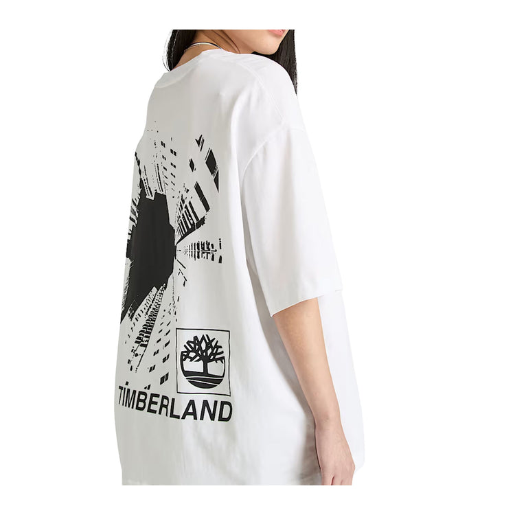 T-shirt Unisex Building Block Bianca, con maxi stampa e logo sul petto