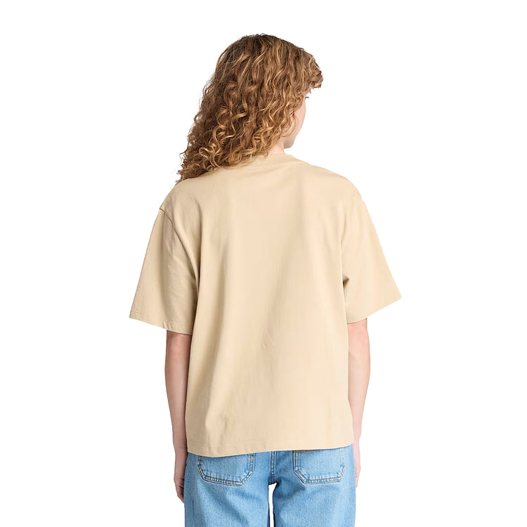 T-shirt Donna Maniche Corte Lush Beige modella retro