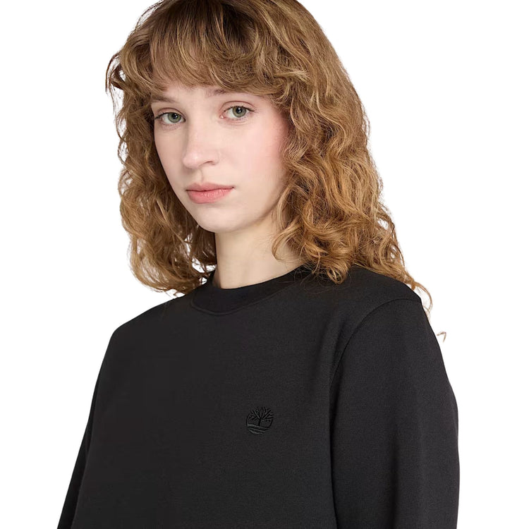 Felpa Donna con rovescio spazzolato Exter River Nero modella frontale ravvicinata