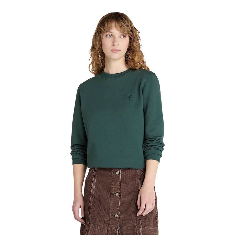 Felpa Donna con rovescio spazzolato Exter River Verde scuro modella frontale