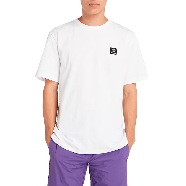 T-shirt Unisex Woven Badge Bianco modello frontale