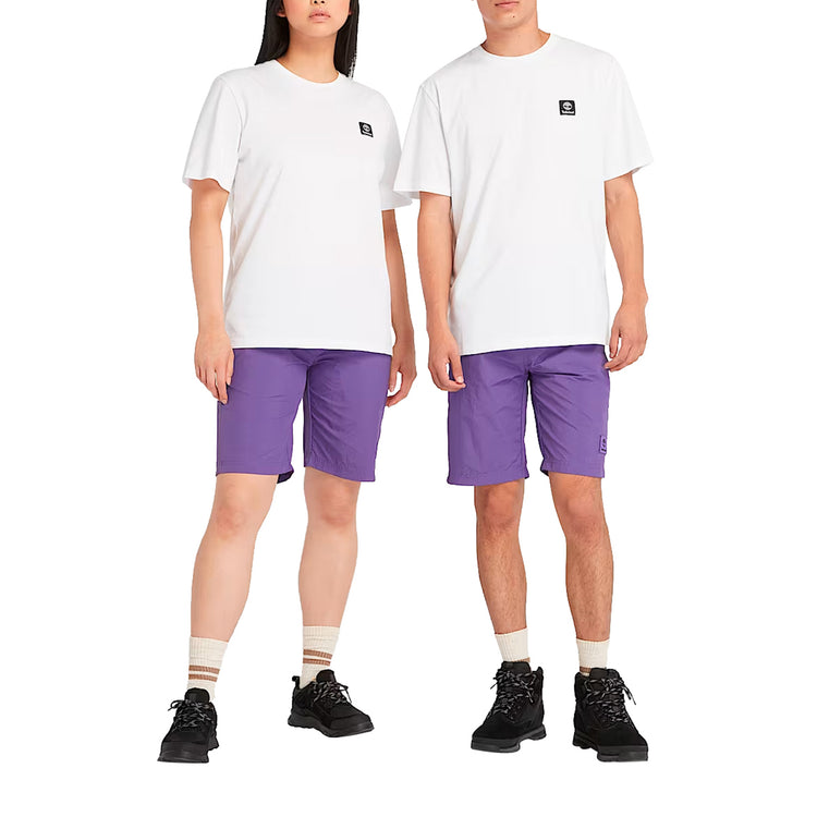 T-shirt Unisex Woven Badge Bianco modelli frontale