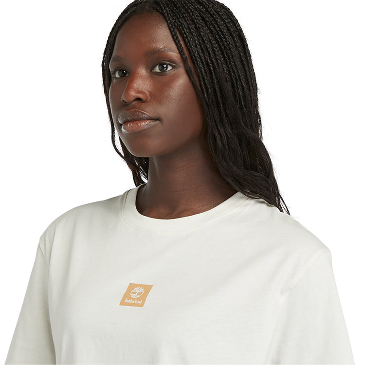 T-shirt Donna Relaxed Bianco modella frontale ravvicinata