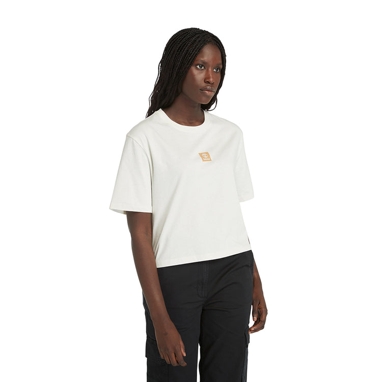 T-shirt Donna Relaxed Bianco modella frontale
