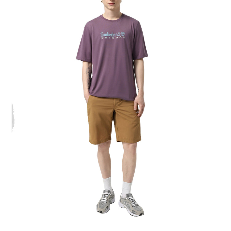 T-shirt Uomo in Viola con logo lettering frontale modello intero frontale