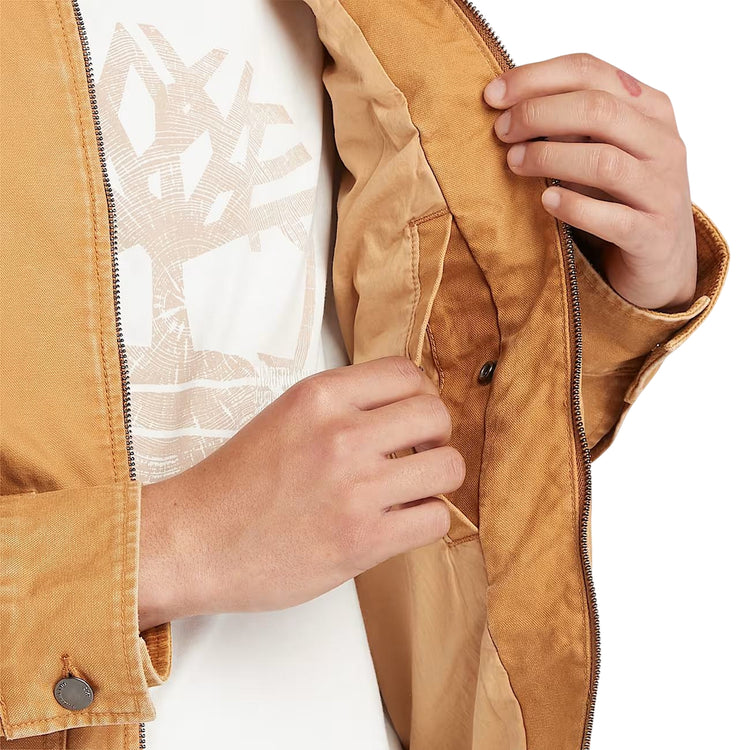 Giacca Uomo Strafford in tela effetto lavato Giallo dettaglio tasca interna