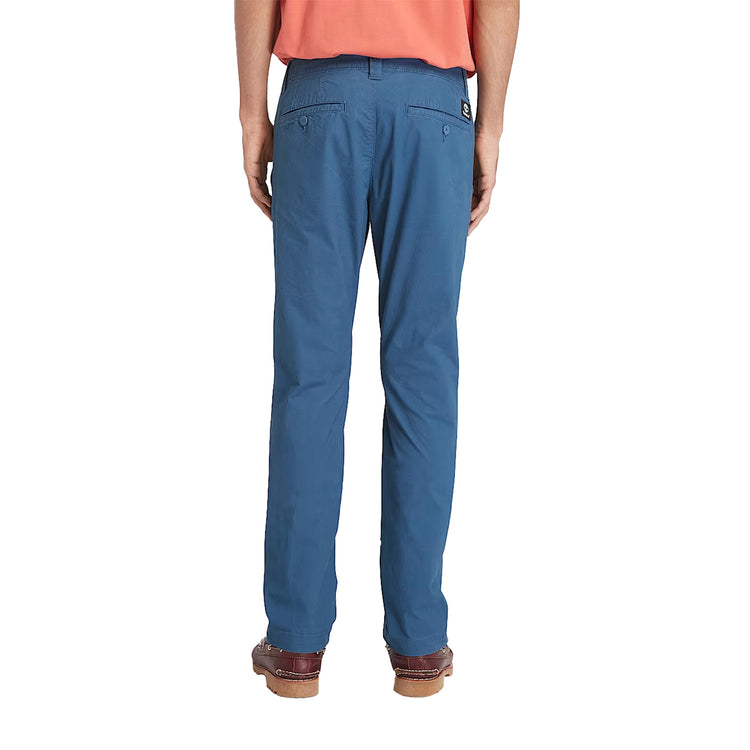 Pantaloni Chino Uomo in Popeline Blu modello retro