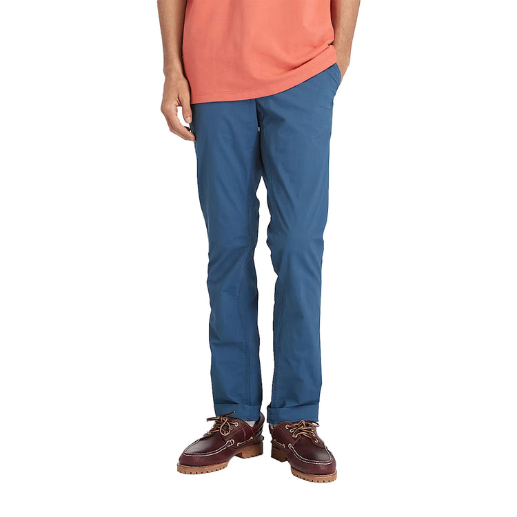 Pantaloni Chino Uomo in Popeline Blu modello frontale