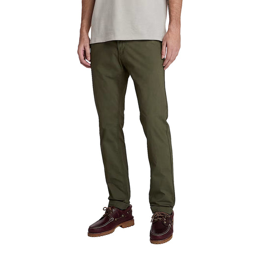 Pantaloni Chino Uomo in Popeline Claremont Verde scuro modello frontale