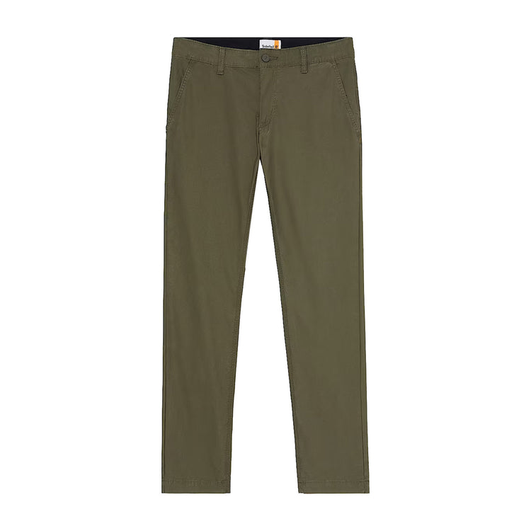 Pantaloni Chino Uomo in Popeline Verde scuro