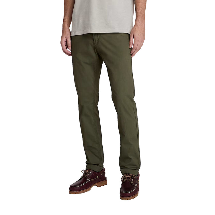 Pantaloni Chino Uomo in Popeline Verde scuro modello frontale