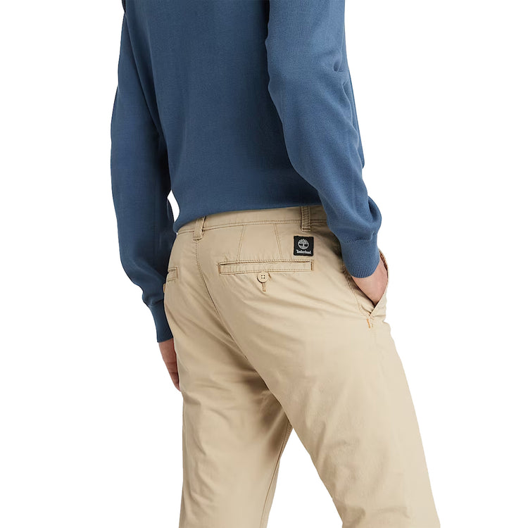 Pantaloni Chino Uomo in Popeline Beige dettaglio retro