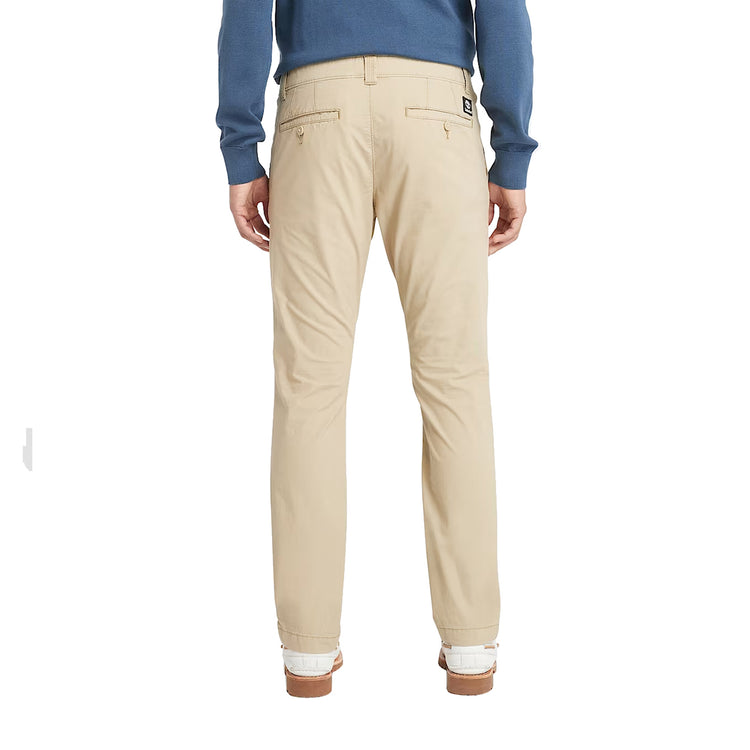 Pantaloni Chino Uomo in Popeline Beige modella retro