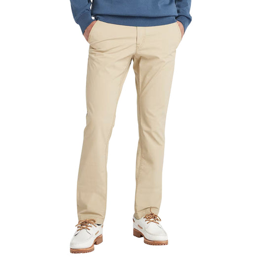 Pantaloni Chino Uomo in Popeline Beige modello frontale