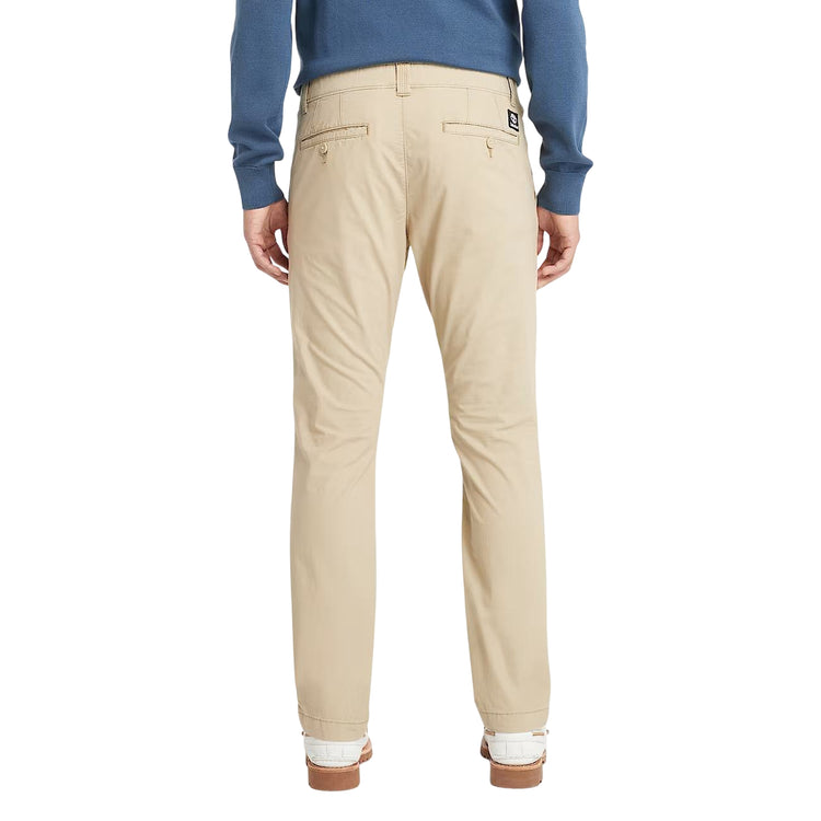 Pantaloni Chino Uomo in Popeline Beige modello retro