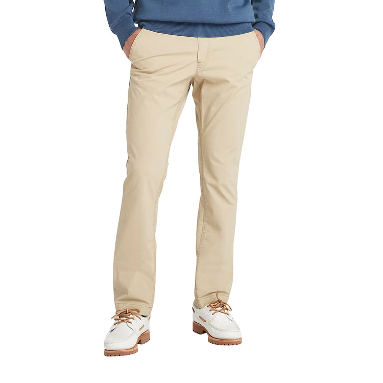 Pantaloni Chino Uomo in Popeline Beige modella frontale