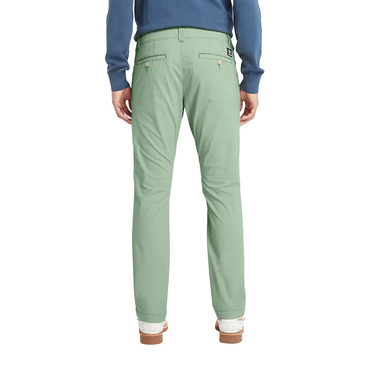 Pantaloni Chino Uomo in Popeline Verde chiaro modello retro