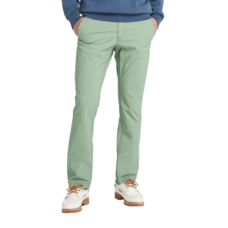 Pantaloni Chino Uomo in Popeline Verde chiaro modello frontale