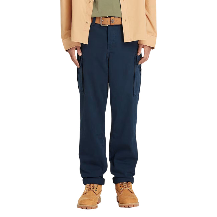 Pantaloni Cargo Uomo in Twill Brookline Blu scuro modello frontale