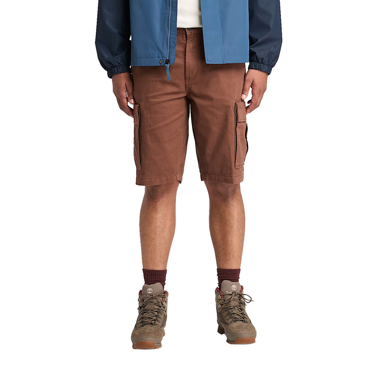Shorts Cargo da Uomo in Twill Brookline Marrone modello frontale