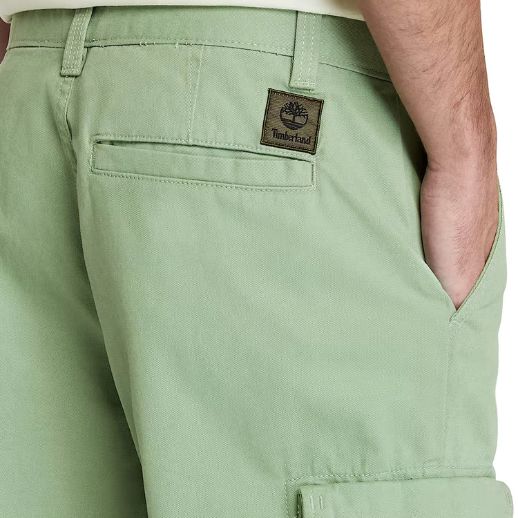 Shorts Cargo da Uomo in Twill Brookline Verde dettaglio retro