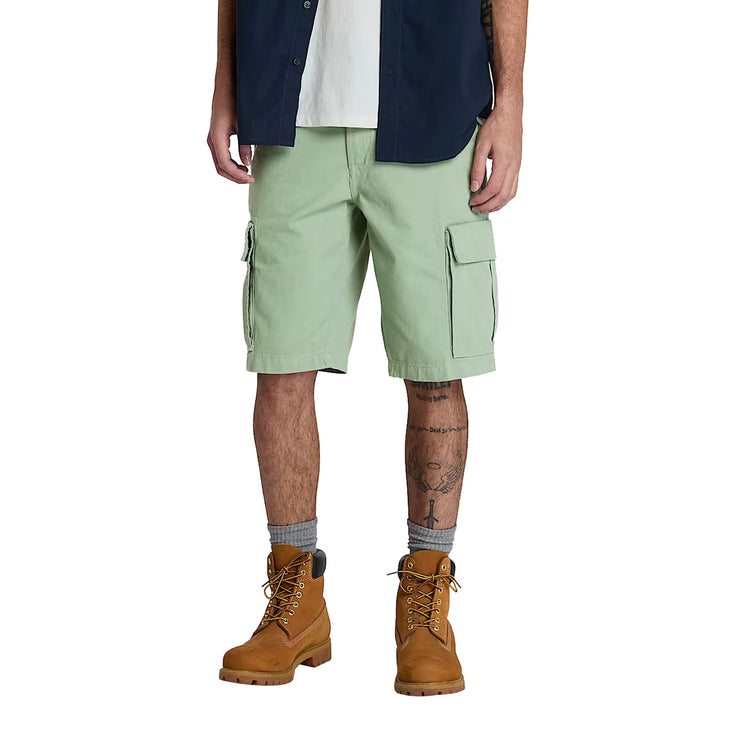 Shorts Cargo da Uomo in Twill Brookline Verde modello frontale