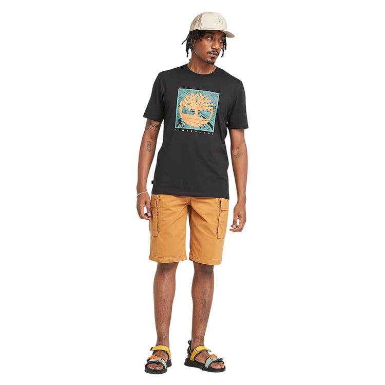 Shorts Cargo da Uomo in Twill Brookline Giallo modello intero frontale