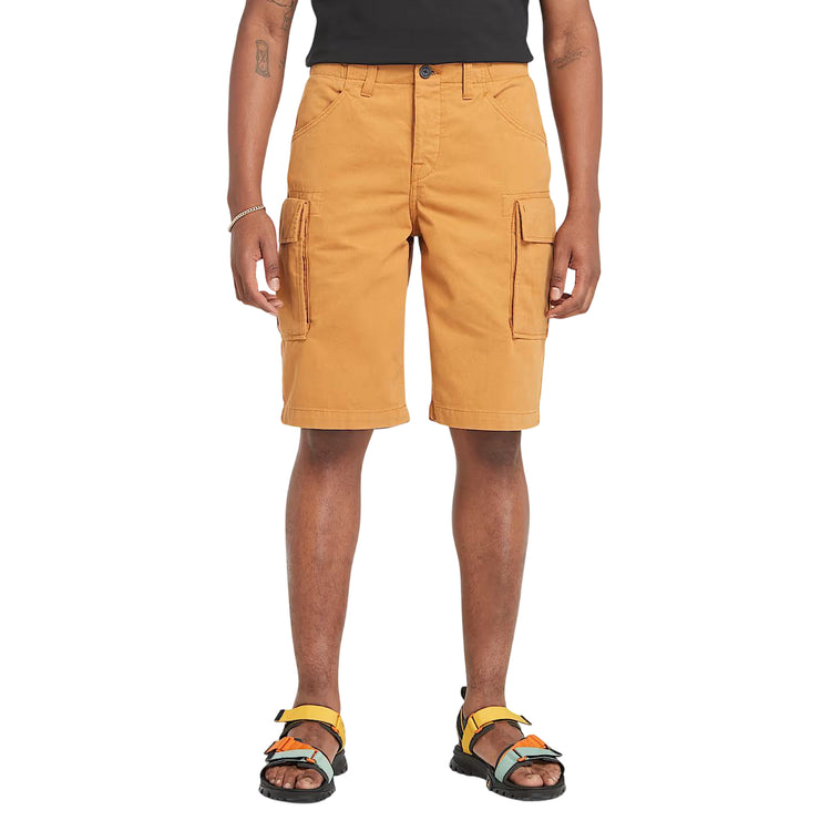 Shorts Cargo da Uomo in Twill Brookline Giallo modello frontale
