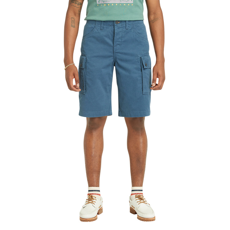 Shorts Cargo da Uomo in Twill Brookline Blu chiaro modello frontale