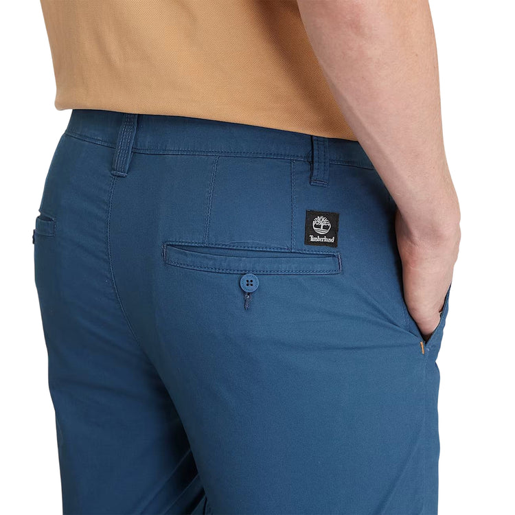 Shorts Uomo Chino in Popeline Claremont Blu dettaglio retro ravvicinato