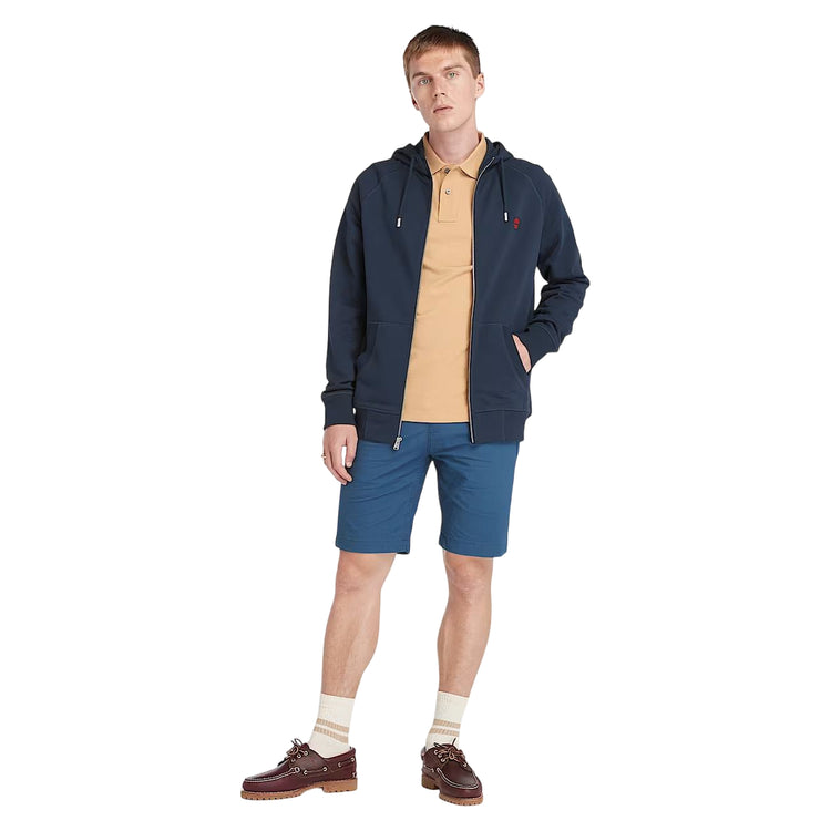 Shorts Uomo Chino in Popeline Claremont Blu modello intero frontale
