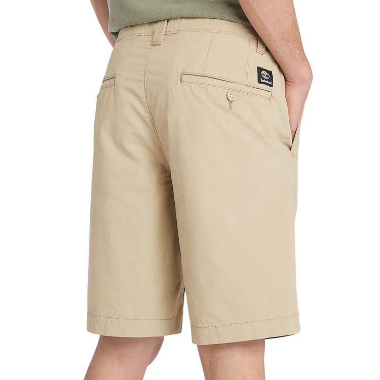 Shorts Uomo Chino in Popeline Claremont Beige modello retro ravvicinato