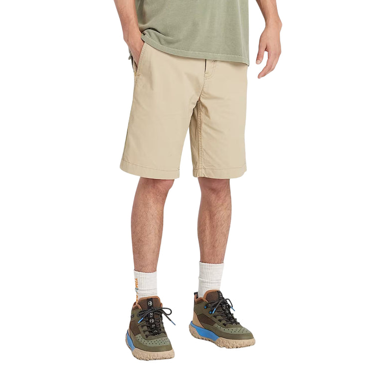 Shorts Uomo Chino in Popeline Claremont Beige modello frontale