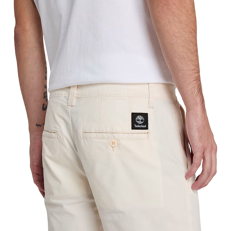 Shorts Uomo Chino in Popeline Claremont Beige chiaro modello retro ravvicinato
