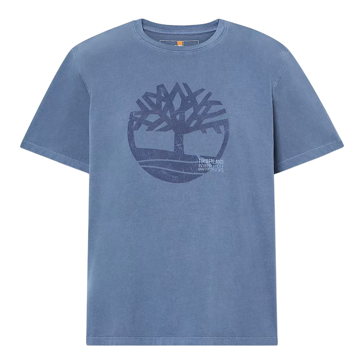 T-shirt con grafica a tinta unita e logo ricamato in blu chiaro