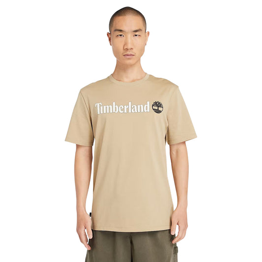 T-shirt Uomo Con Logo Lineare Kennebec River Beige modello frontale