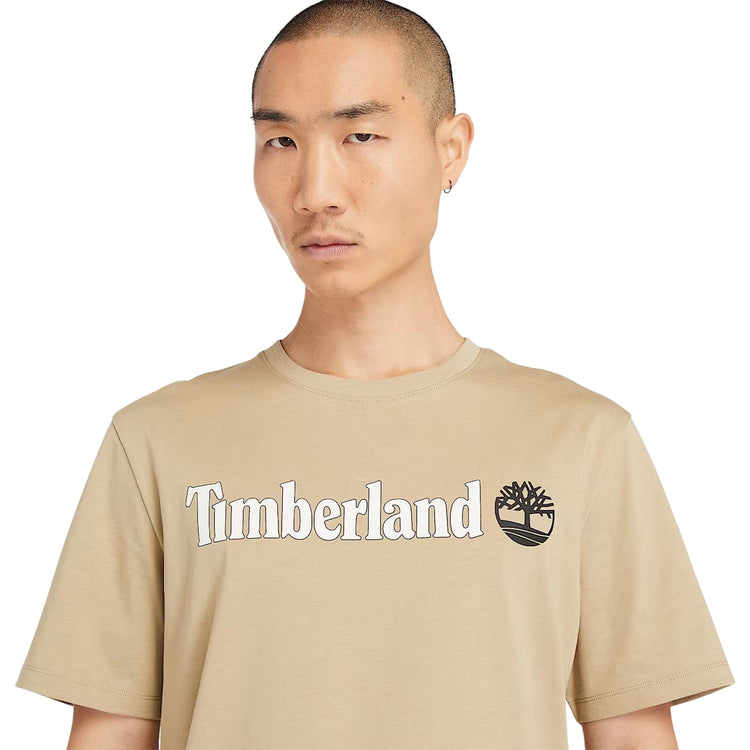 T-shirt Uomo Con Logo Lineare Kennebec River Beige modello frontale ravvicinato