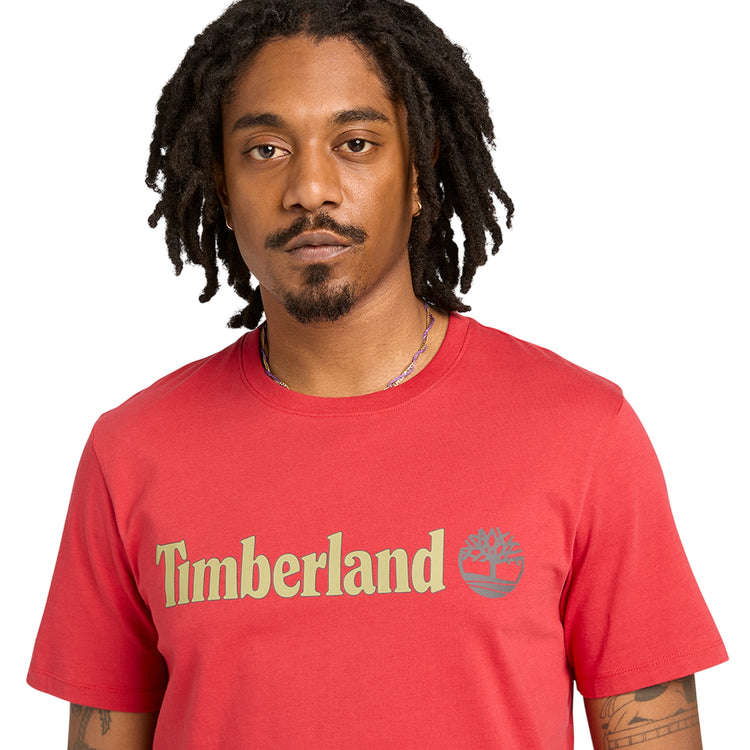 T-shirt Uomo Kennebec Rosso con logo lineare modello ravvicinato