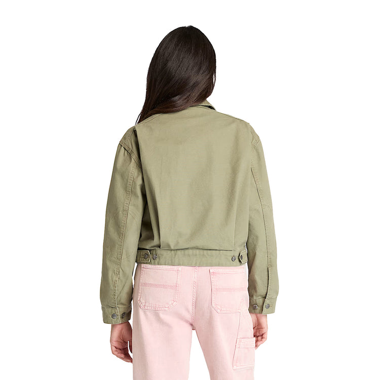 Retro modella con Giacca Bomber in Tela Verde