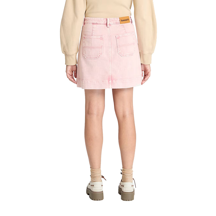 Minigonna Donna con bottoni Rosa modella retro