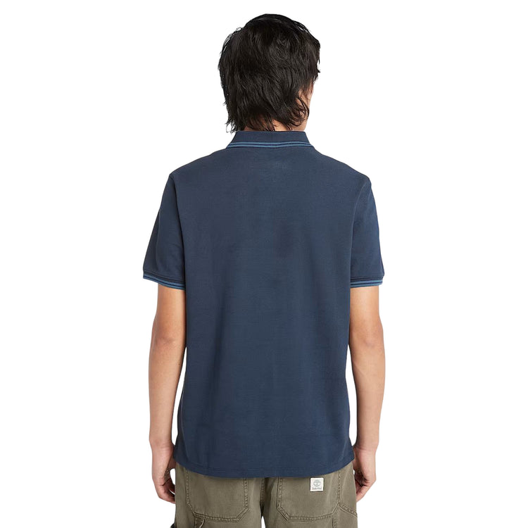 Polo Piqué Uomo con Riga Millers River Blu scuro modello retro