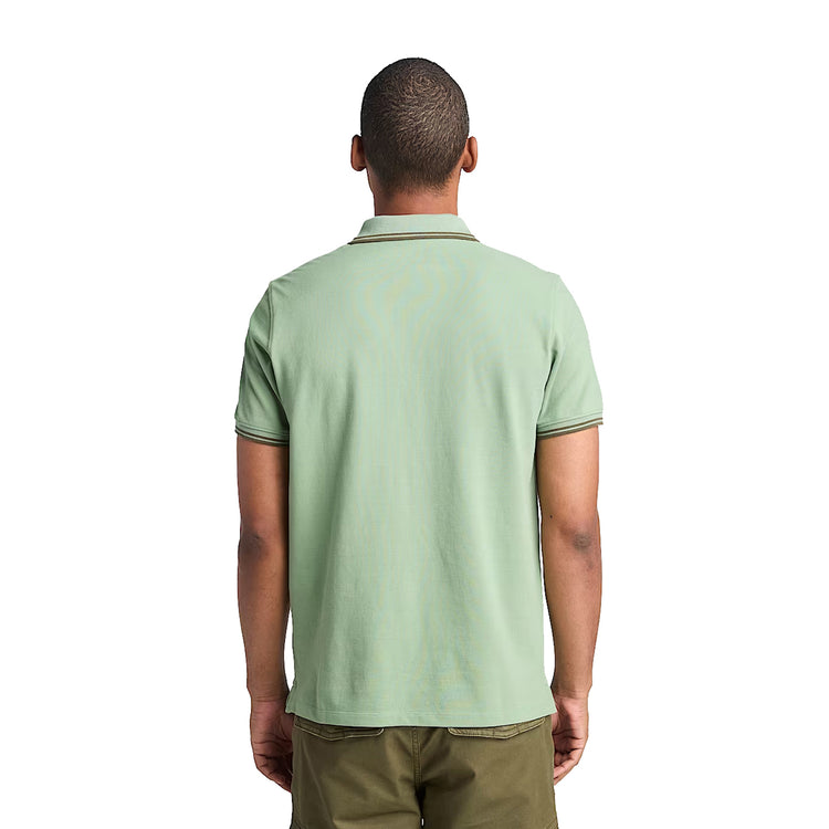 Polo Piqué Uomo con Riga Millers River Verde modello retro